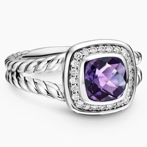 David Yurman Petite Albion Amethyst Ring With Pave’ Diamonds